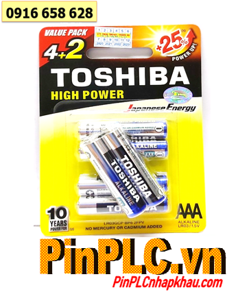 Toshiba LR03GCP BP6-2FPV; Pin AAA 1.5v Alkaline Toshiba LR03GCP BP6-2FPV chính hãng (Vỉ 6viên)